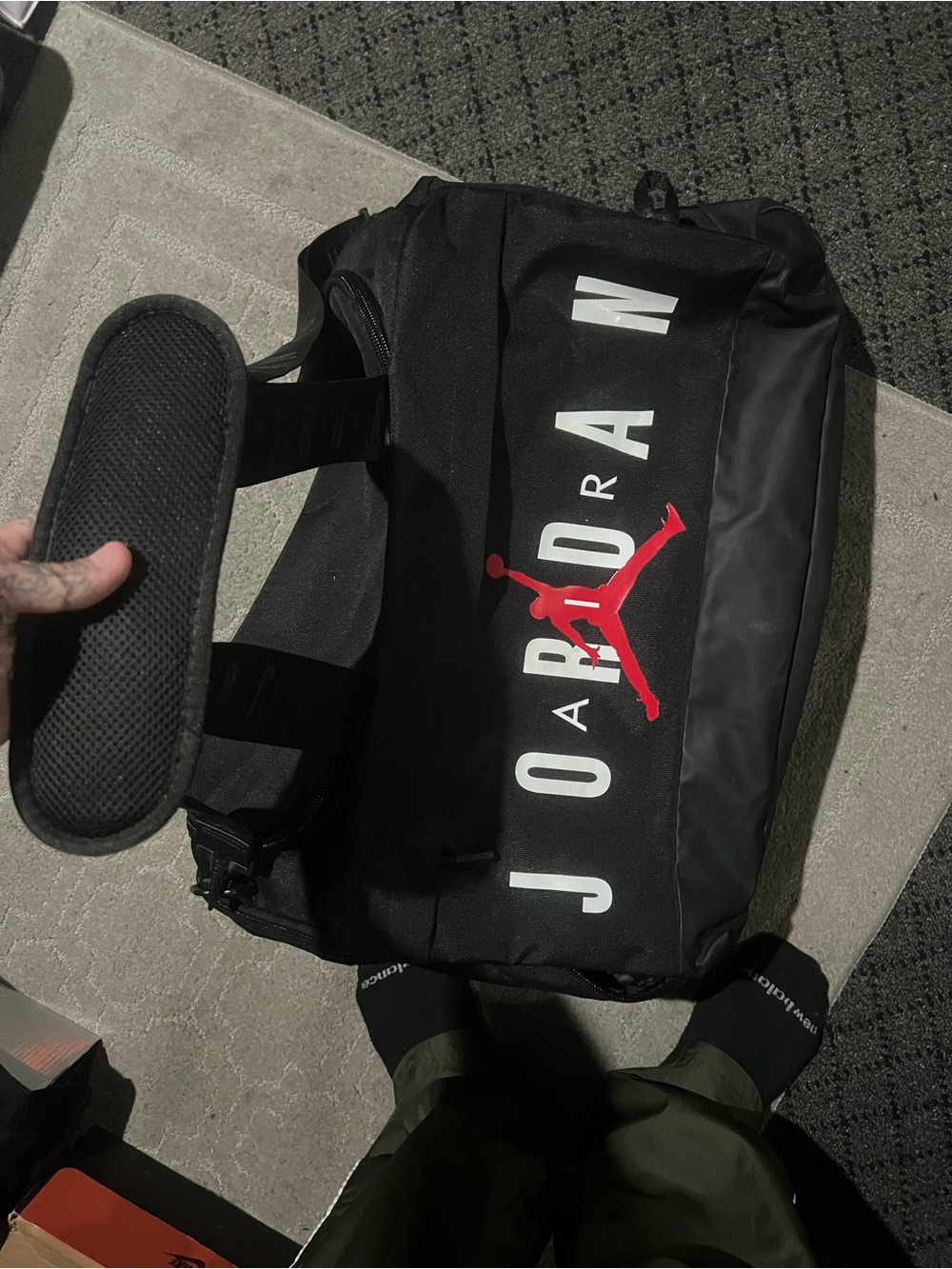 Jordan Black Duffel with Red Jumpman Logo